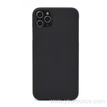 Modern Stylish Black Pebble Leather Phone Case With